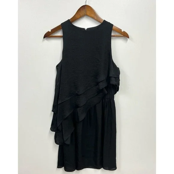 blue dress for baby girl Zara Black Strapless Scalloped Tulle Ruffle Frayed Fringe Tube Crop To –  Brie main image 0